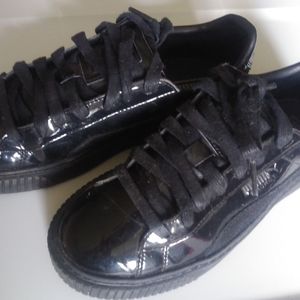 Puma Basket Platform Patent Black Women Size 7.5